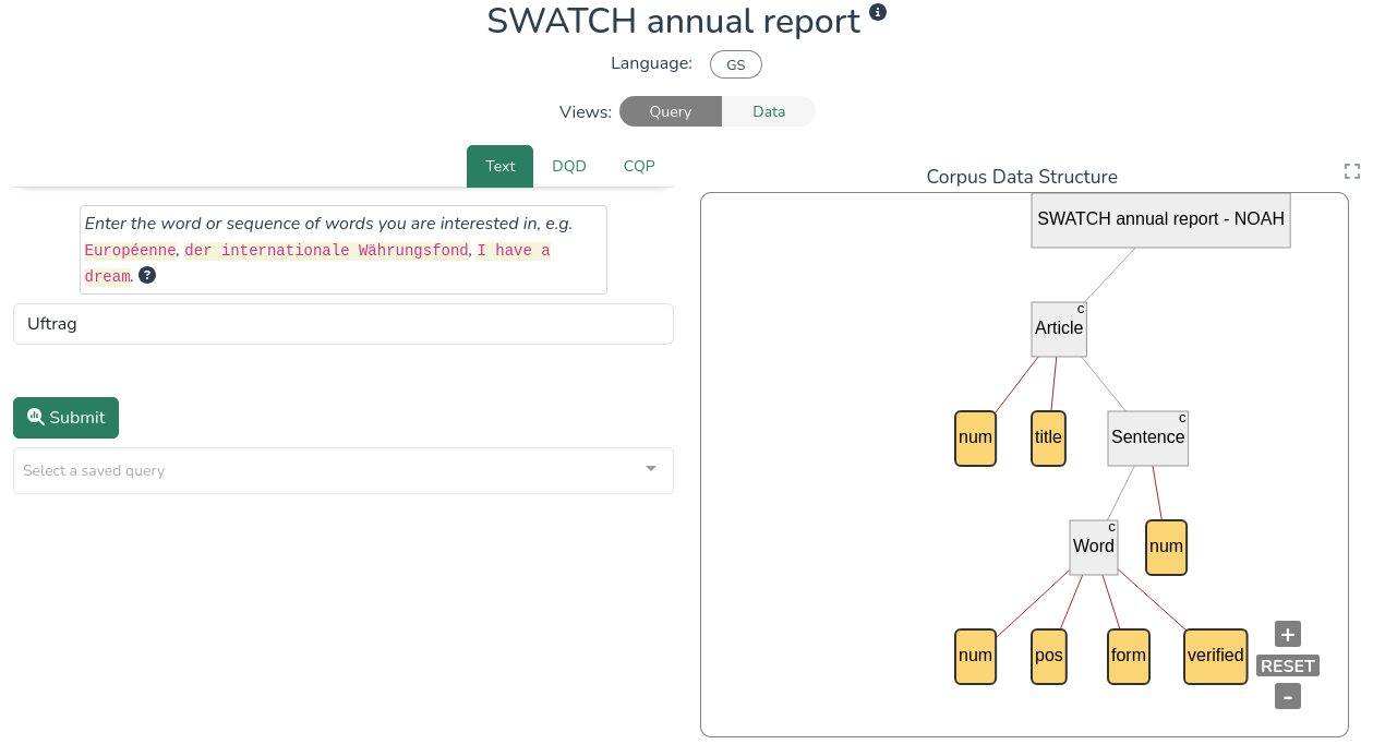 Plain text search for Uftrag